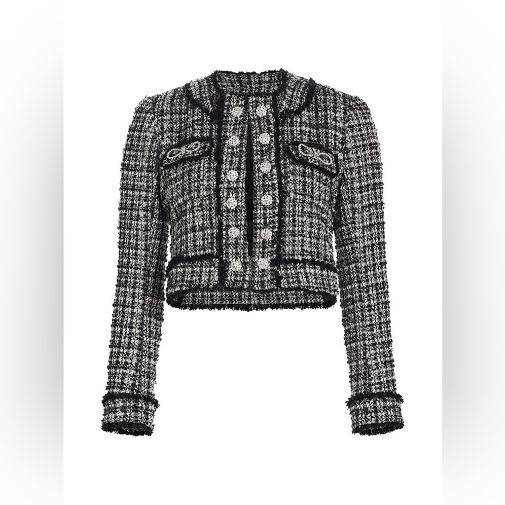 Generation Love Zio Plaid Tweed Jacket In Black & White